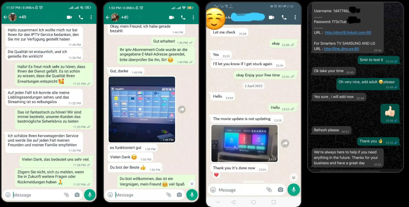 Biseda të anonimizuara në WhatsApp nga klientë të kënaqur me shërbimin IPTV